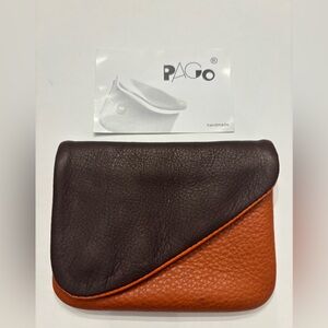 Pago Brown and Orange Genuine Leather Wallet - handmade